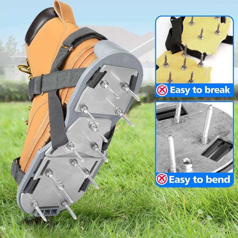 DenForste Lawn Aerator Shoes for Grass - Pre-Assembled Grass Aerator Shoes for Lawn - Soil Yard Aerator Tool for Aerating Patio Garden, Gray - Image 3